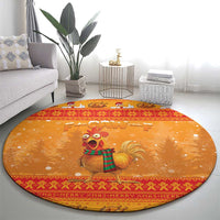 Funny Christmas F Caw F Chicken Round Carpet Merry Craw Mas - Wonder Print Shop