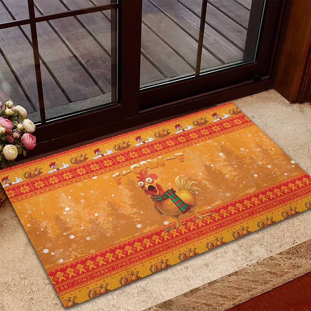 Funny Christmas F Caw F Chicken Rubber Doormat Merry Craw Mas - Wonder Print Shop