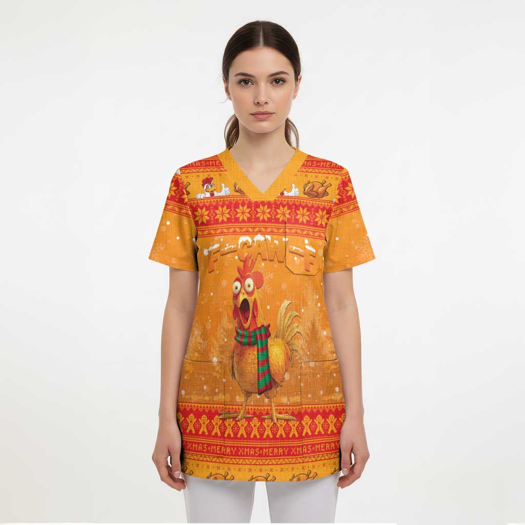 Funny Christmas F Caw F Chicken Scrub Top Merry Craw Mas - Wonder Print Shop