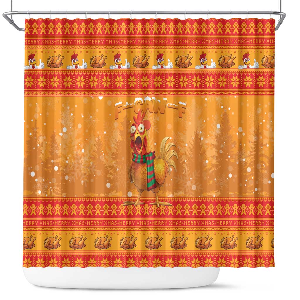 Funny Christmas F Caw F Chicken Shower Curtain Merry Craw Mas - Wonder Print Shop