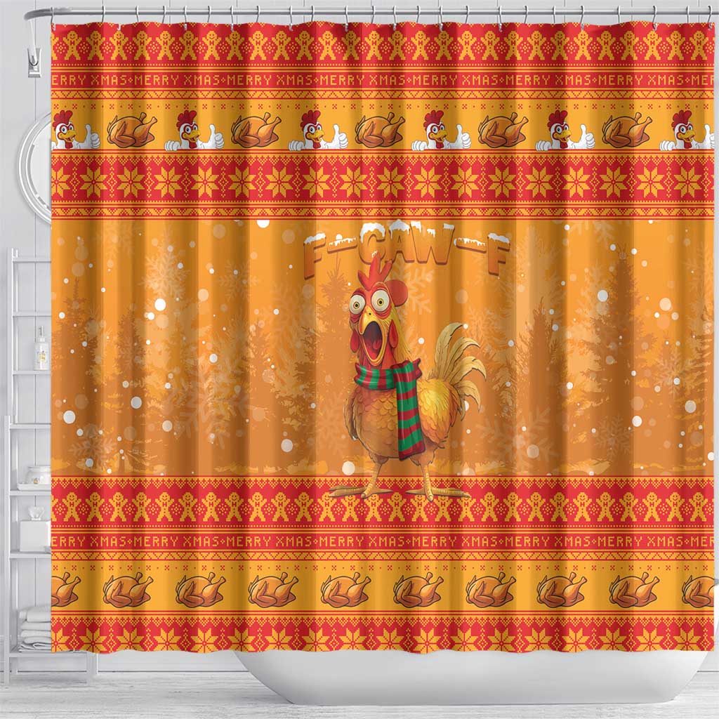Funny Christmas F Caw F Chicken Shower Curtain Merry Craw Mas - Wonder Print Shop
