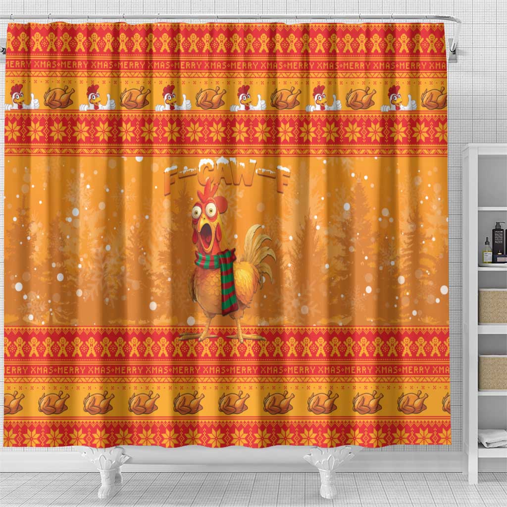 Funny Christmas F Caw F Chicken Shower Curtain Merry Craw Mas - Wonder Print Shop