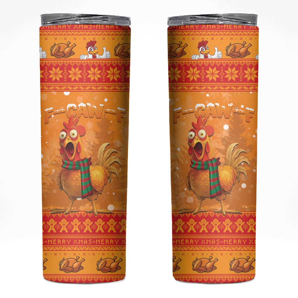Funny Christmas F Caw F Chicken Skinny Tumbler Merry Craw Mas - Wonder Print Shop