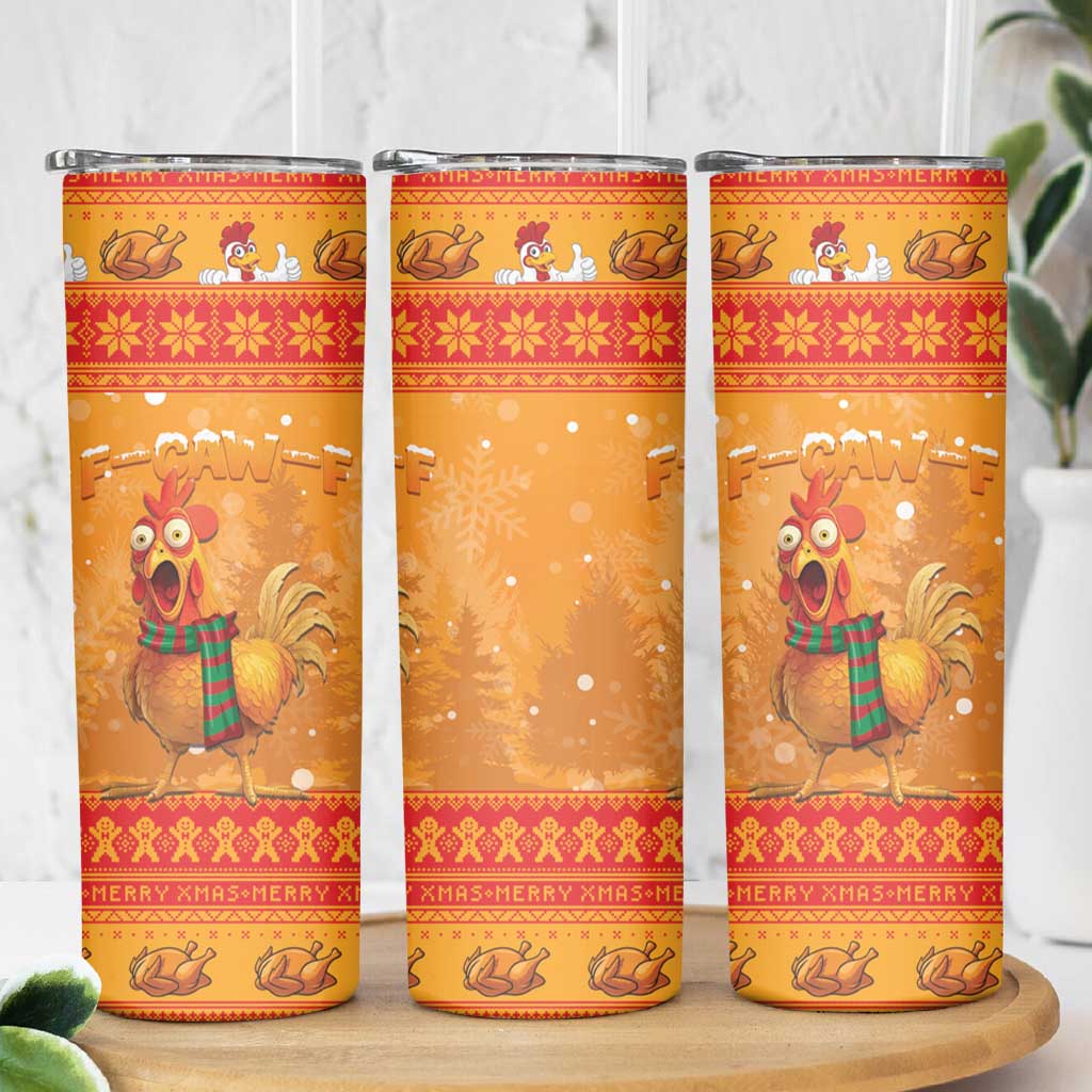 Funny Christmas F Caw F Chicken Skinny Tumbler Merry Craw Mas - Wonder Print Shop