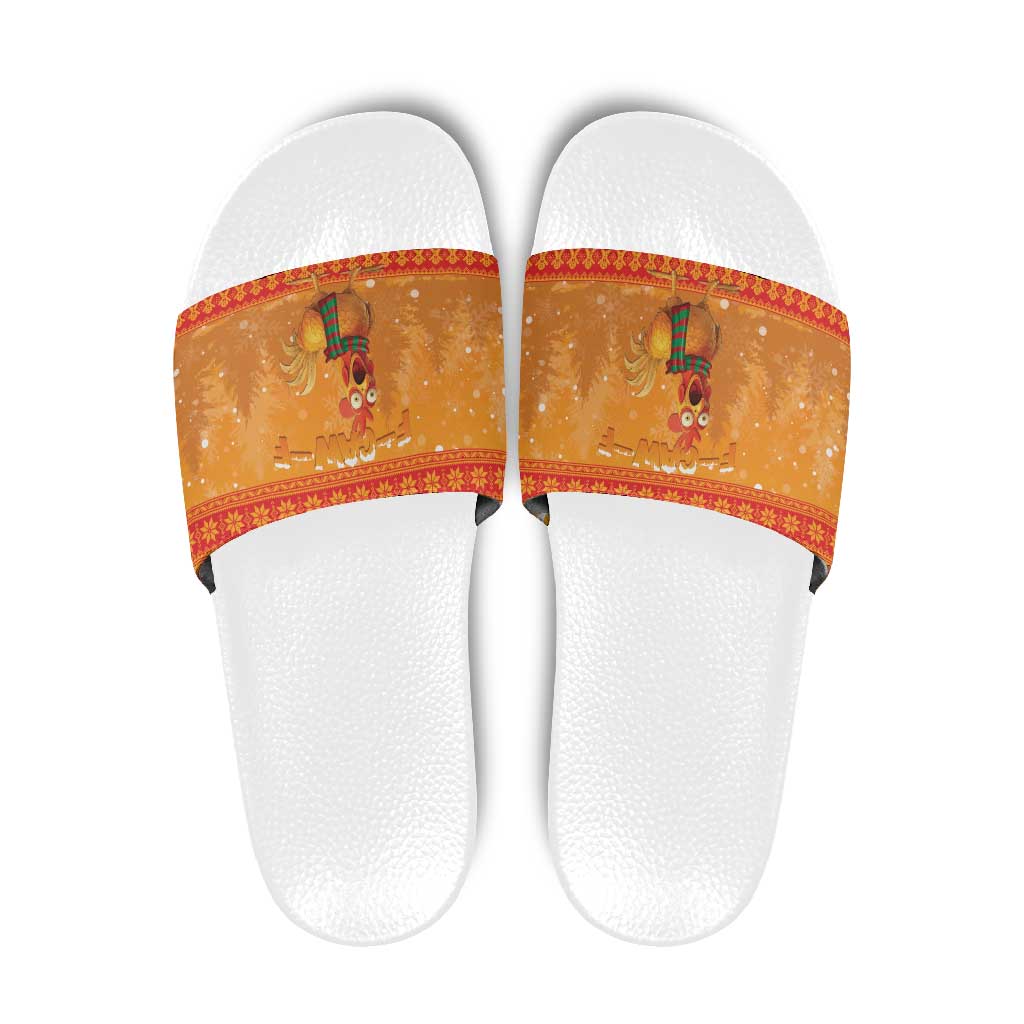 Funny Christmas F Caw F Chicken Slide Sandals Merry Craw Mas - Wonder Print Shop