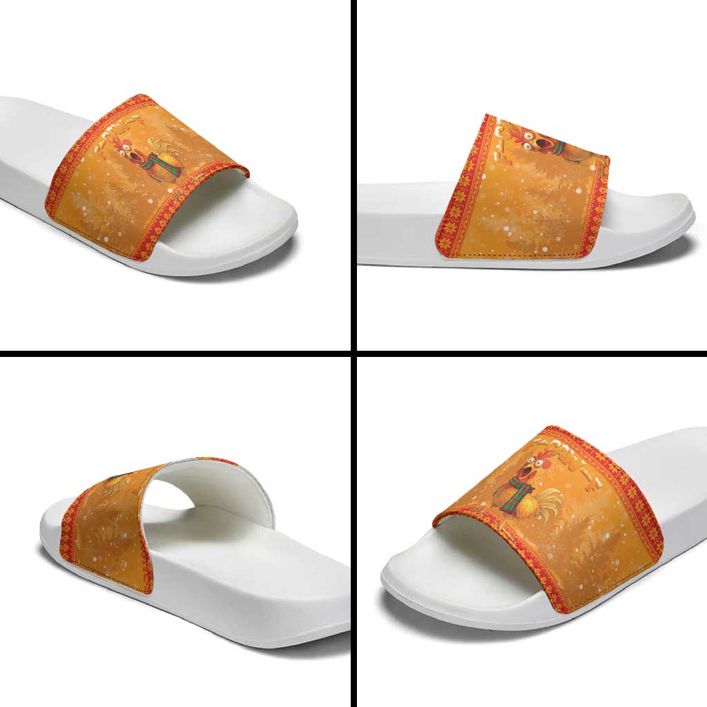 Funny Christmas F Caw F Chicken Slide Sandals Merry Craw Mas - Wonder Print Shop