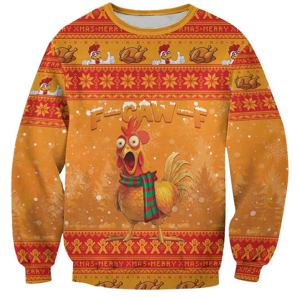 Funny Christmas F Caw F Chicken Sweatshirt Merry Craw Mas - Wonder Print Shop