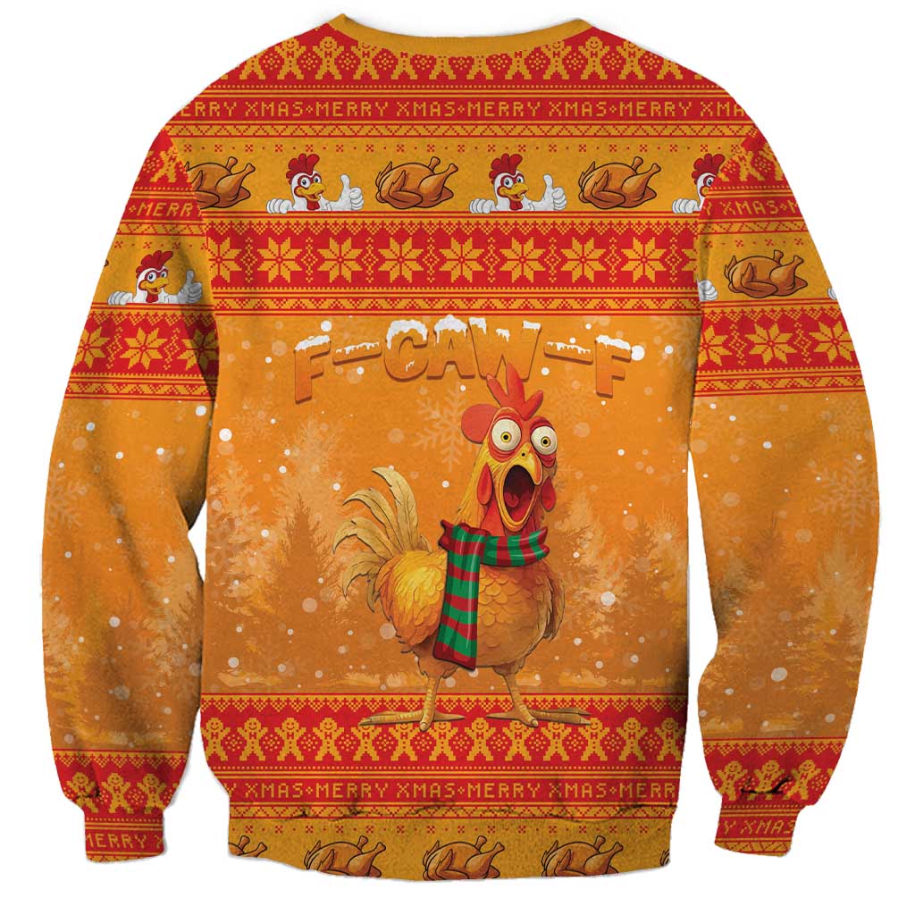 Funny Christmas F Caw F Chicken Sweatshirt Merry Craw Mas - Wonder Print Shop