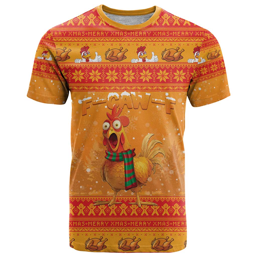 Funny Christmas F Caw F Chicken T Shirt Merry Craw Mas - Wonder Print Shop