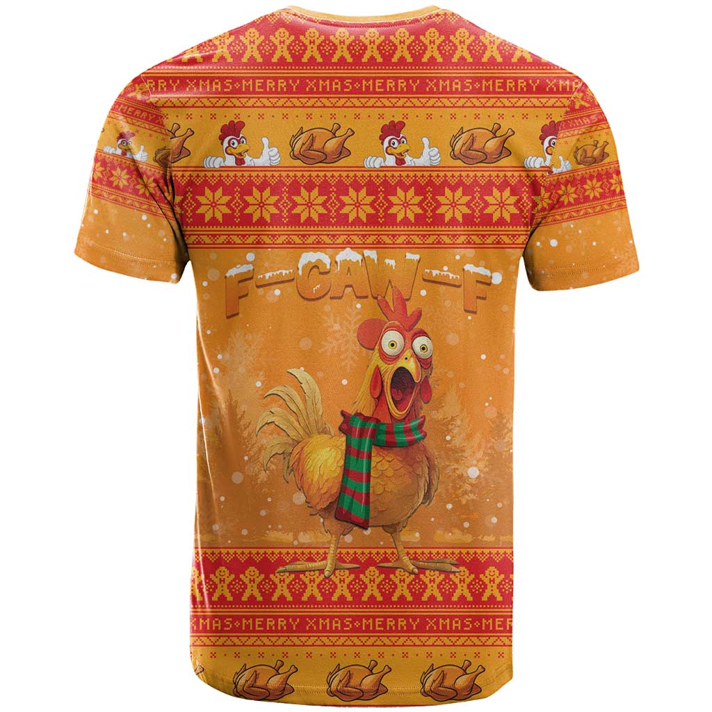 Funny Christmas F Caw F Chicken T Shirt Merry Craw Mas - Wonder Print Shop