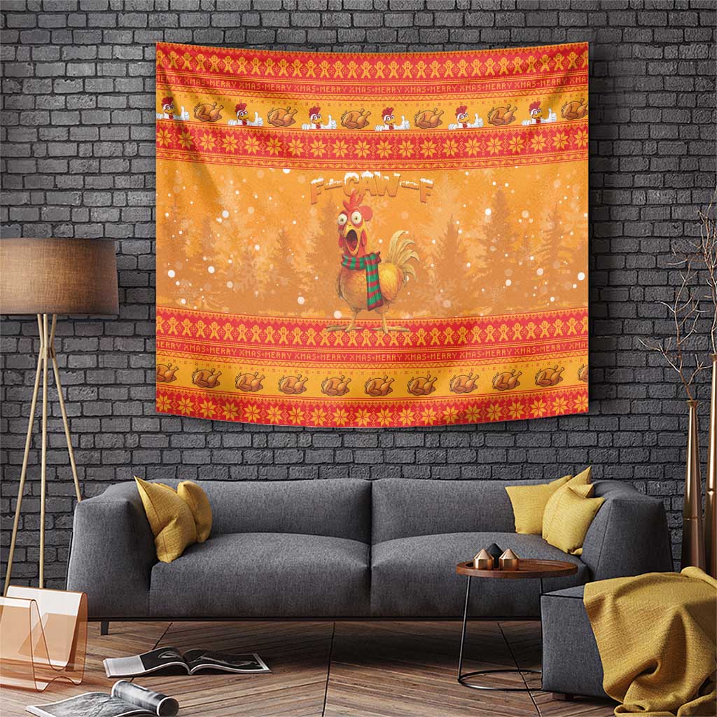 Funny Christmas F Caw F Chicken Tapestry Merry Craw Mas - Wonder Print Shop
