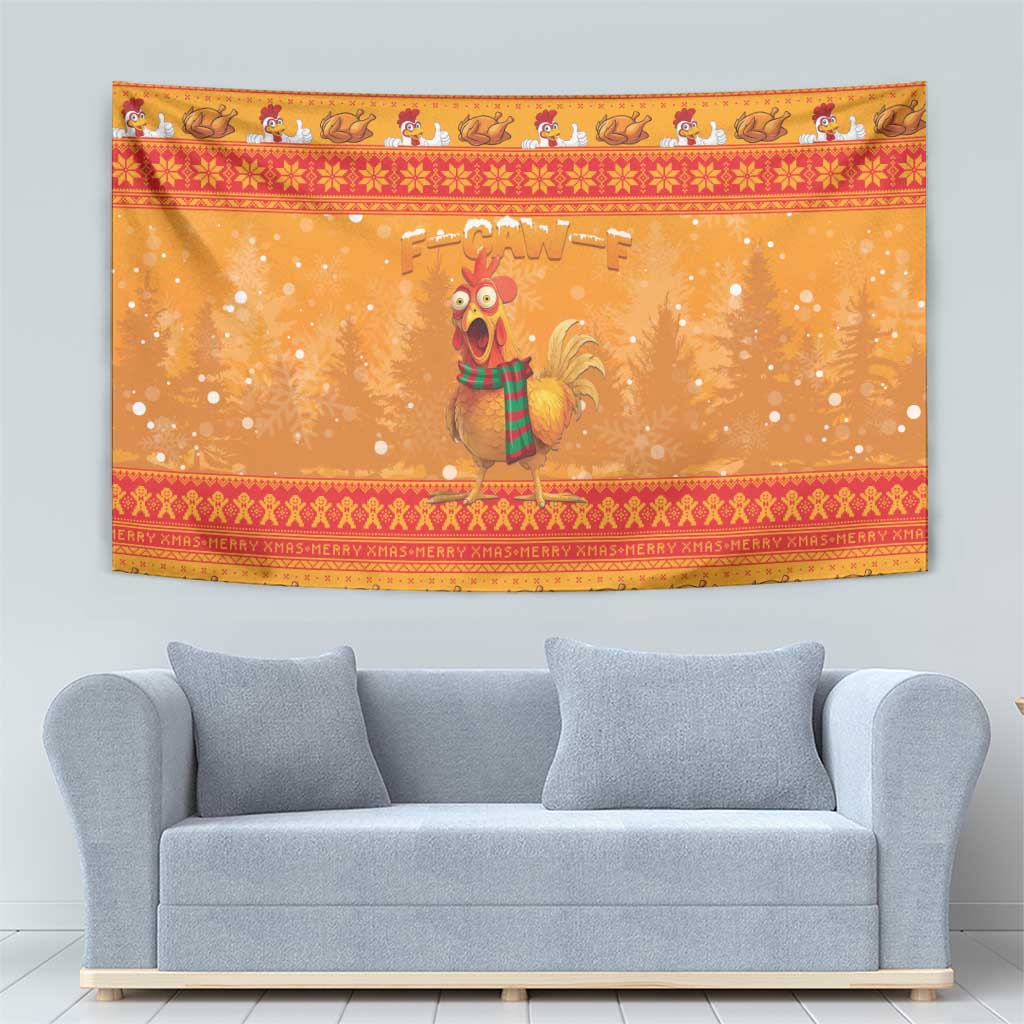 Funny Christmas F Caw F Chicken Tapestry Merry Craw Mas - Wonder Print Shop
