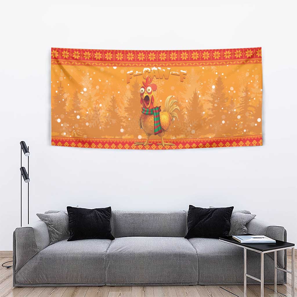 Funny Christmas F Caw F Chicken Tapestry Merry Craw Mas - Wonder Print Shop