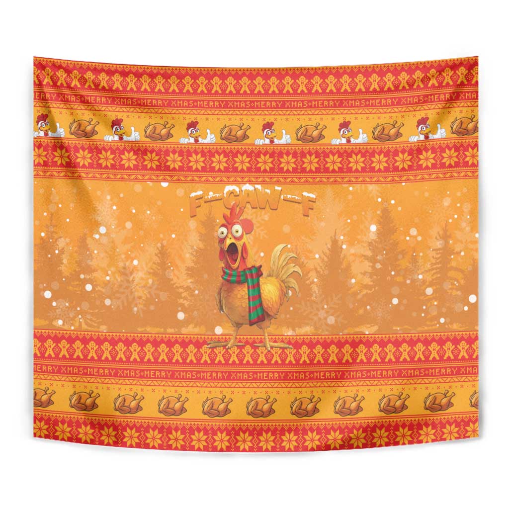 Funny Christmas F Caw F Chicken Tapestry Merry Craw Mas - Wonder Print Shop
