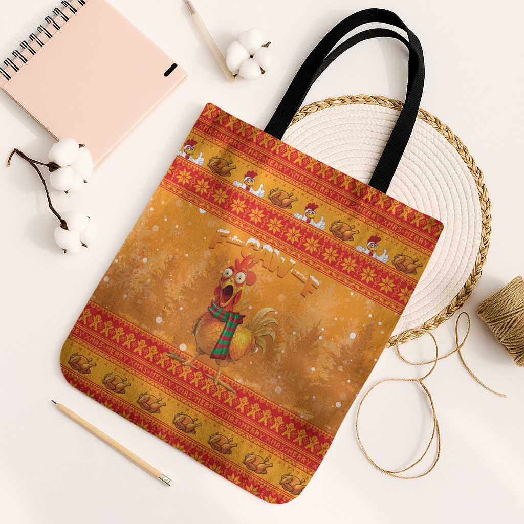 Funny Christmas F Caw F Chicken Tote Bag Merry Craw Mas - Wonder Print Shop