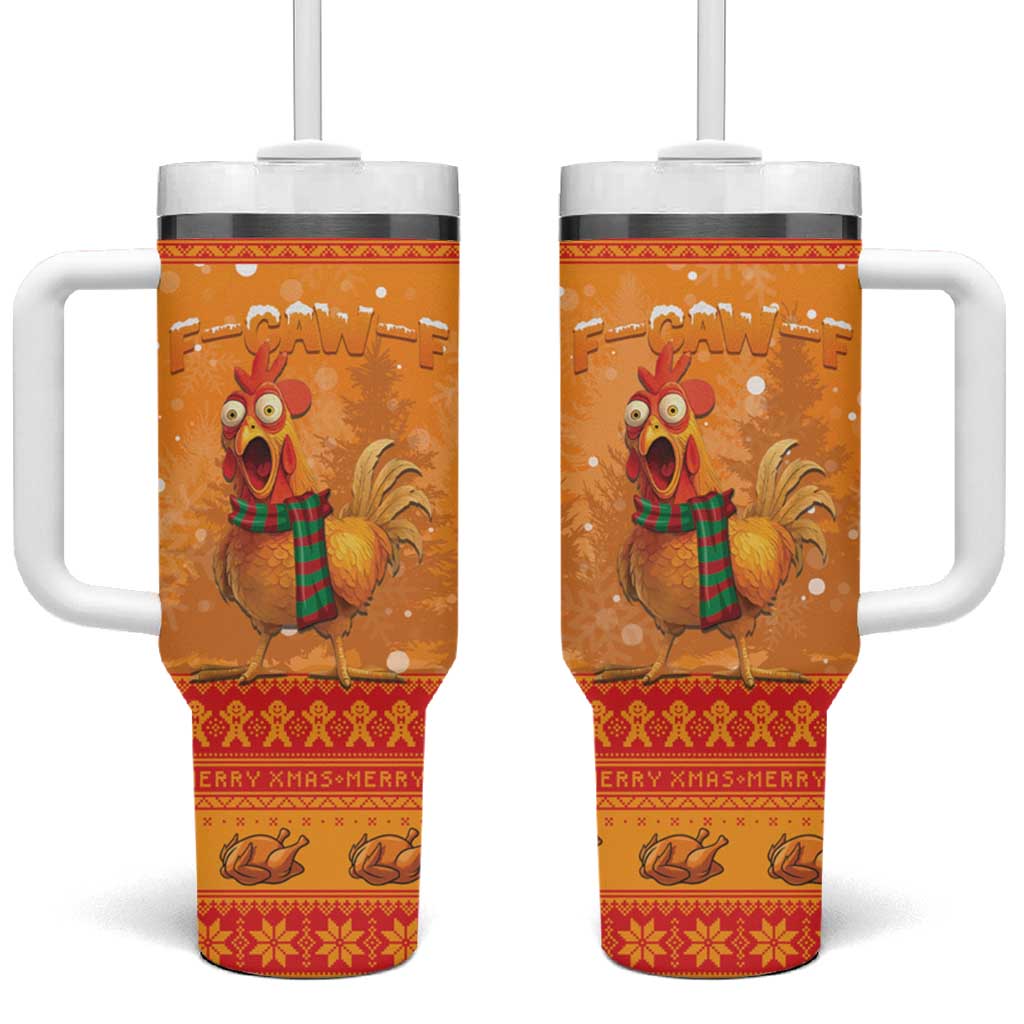 Funny Christmas F Caw F Chicken Tumbler With Handle Merry Craw Mas - Wonder Print Shop