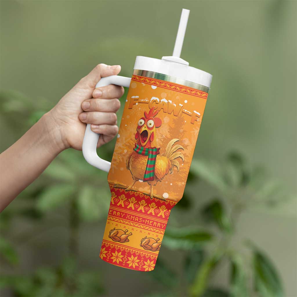 Funny Christmas F Caw F Chicken Tumbler With Handle Merry Craw Mas - Wonder Print Shop