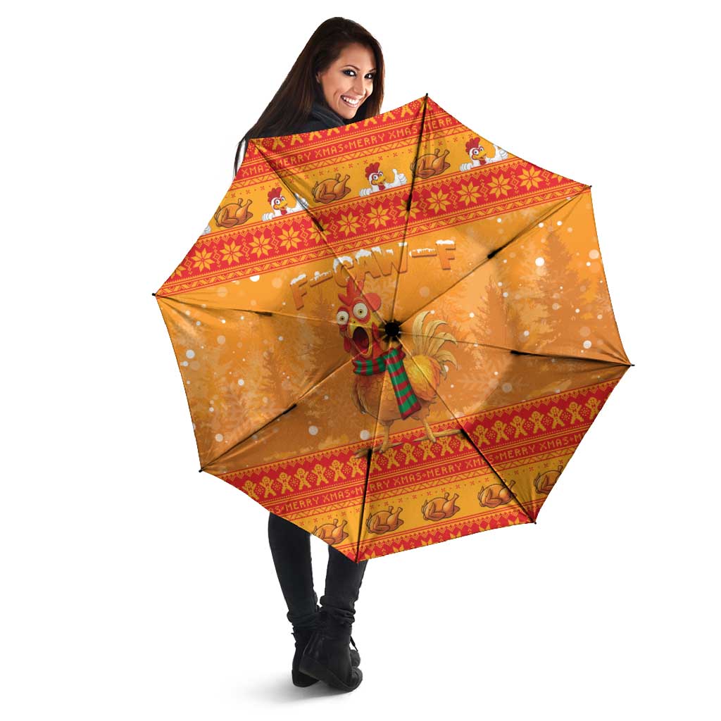 Funny Christmas F Caw F Chicken Umbrella Merry Craw Mas - Wonder Print Shop