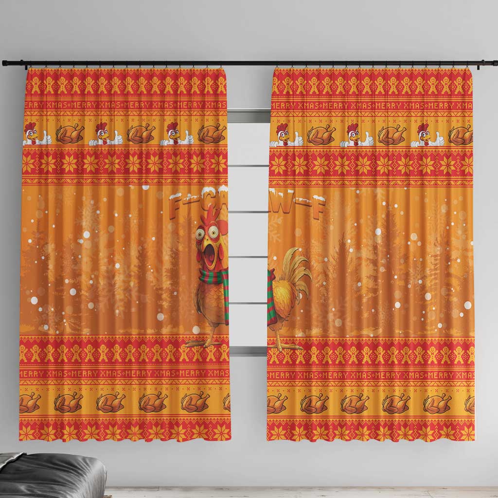 Funny Christmas F Caw F Chicken Window Curtain Merry Craw Mas - Wonder Print Shop