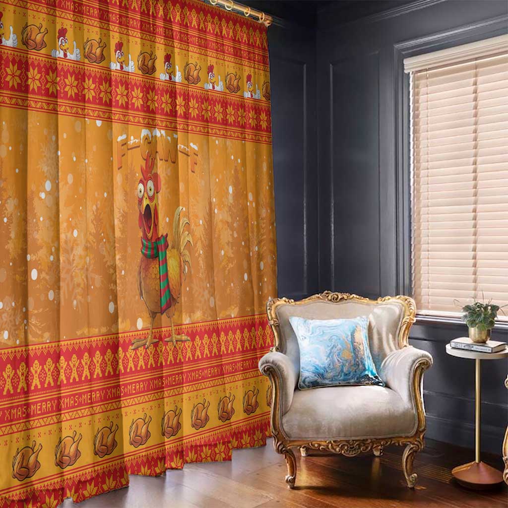 Funny Christmas F Caw F Chicken Window Curtain Merry Craw Mas - Wonder Print Shop