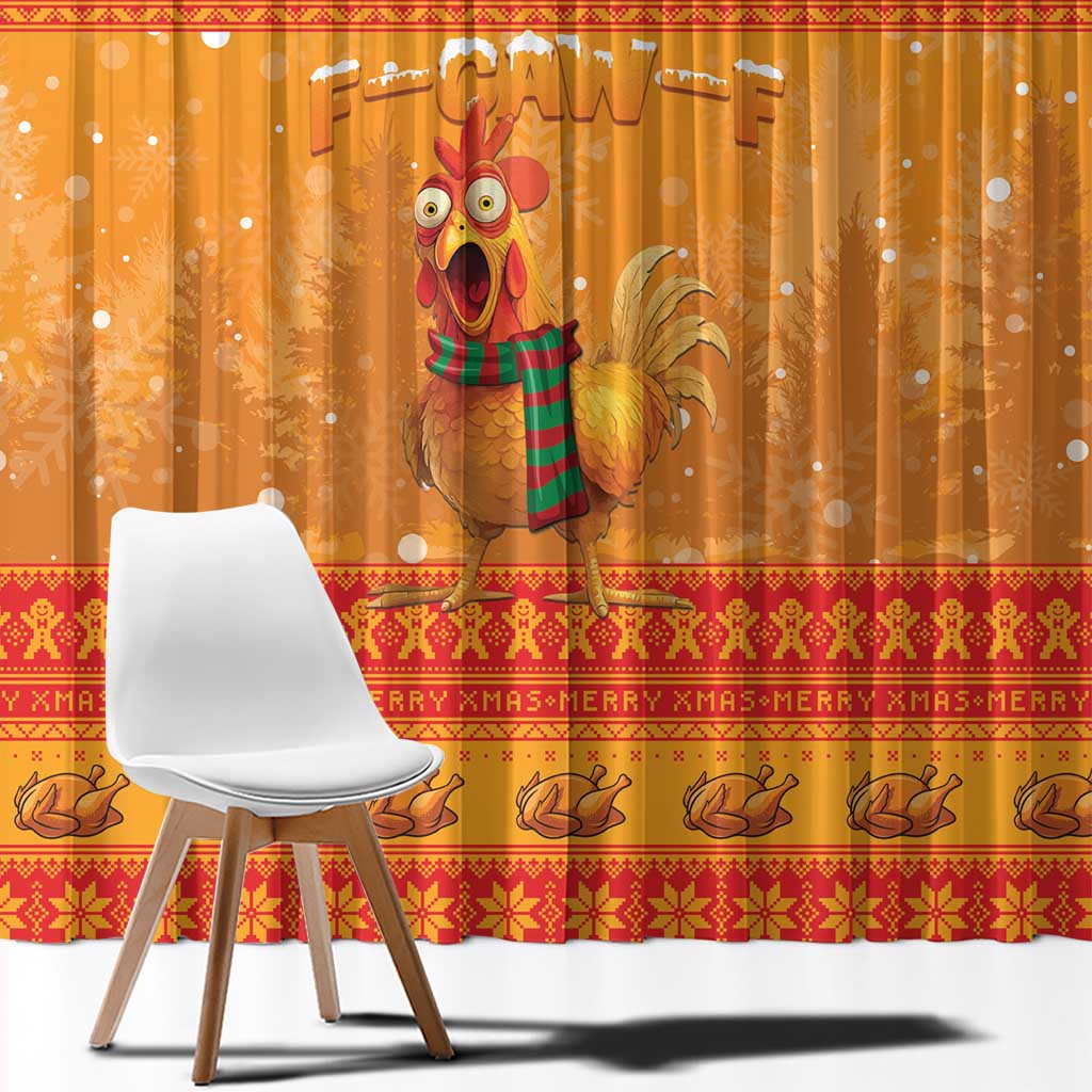 Funny Christmas F Caw F Chicken Window Curtain Merry Craw Mas - Wonder Print Shop