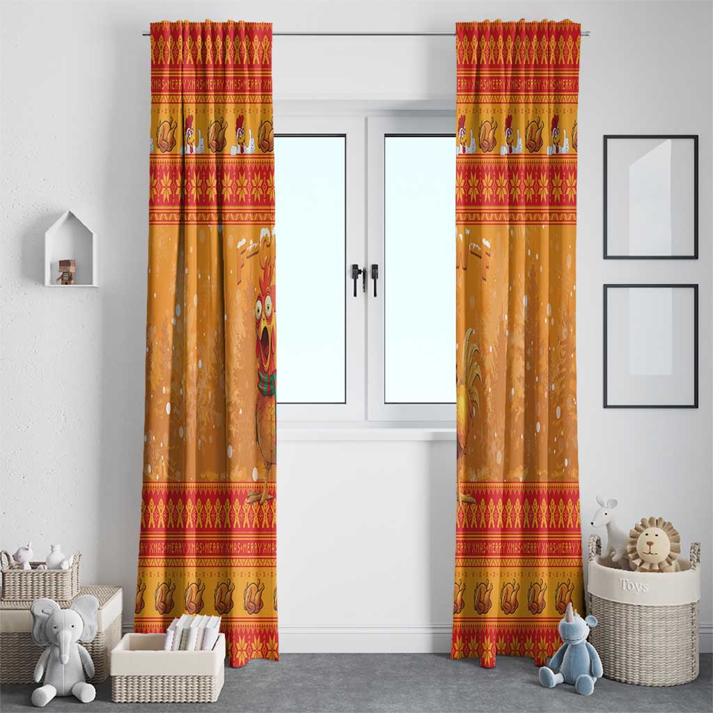 Funny Christmas F Caw F Chicken Window Curtain Merry Craw Mas - Wonder Print Shop