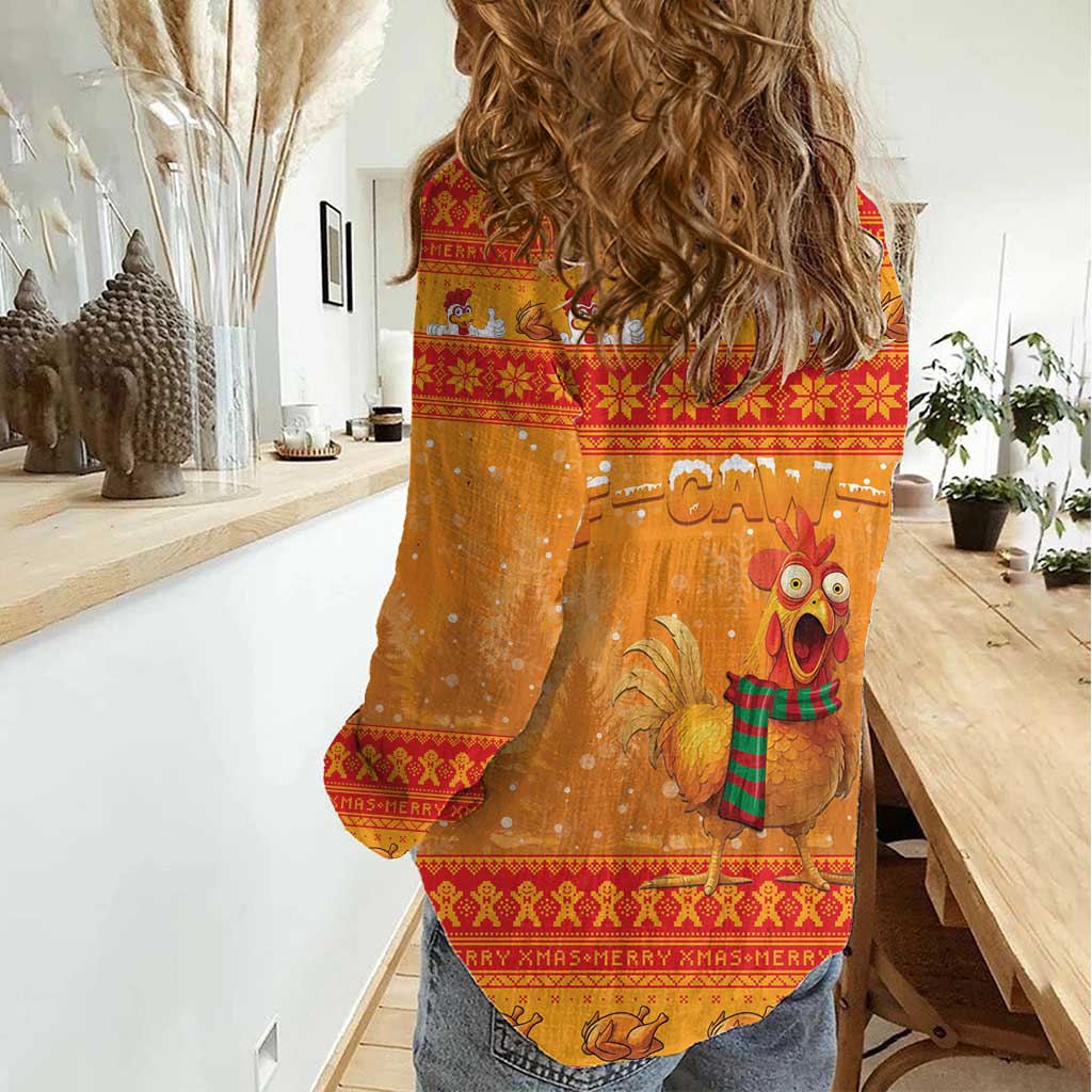 Funny Christmas F Caw F Chicken Women Casual Shirt Merry Craw Mas - Wonder Print Shop