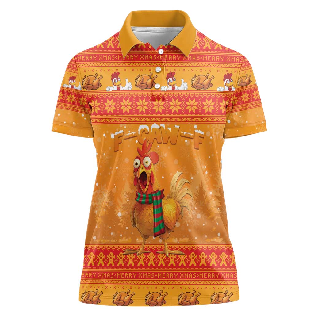 Funny Christmas F Caw F Chicken Women Polo Shirt Merry Craw Mas - Wonder Print Shop