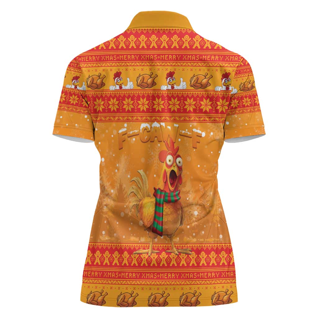 Funny Christmas F Caw F Chicken Women Polo Shirt Merry Craw Mas - Wonder Print Shop