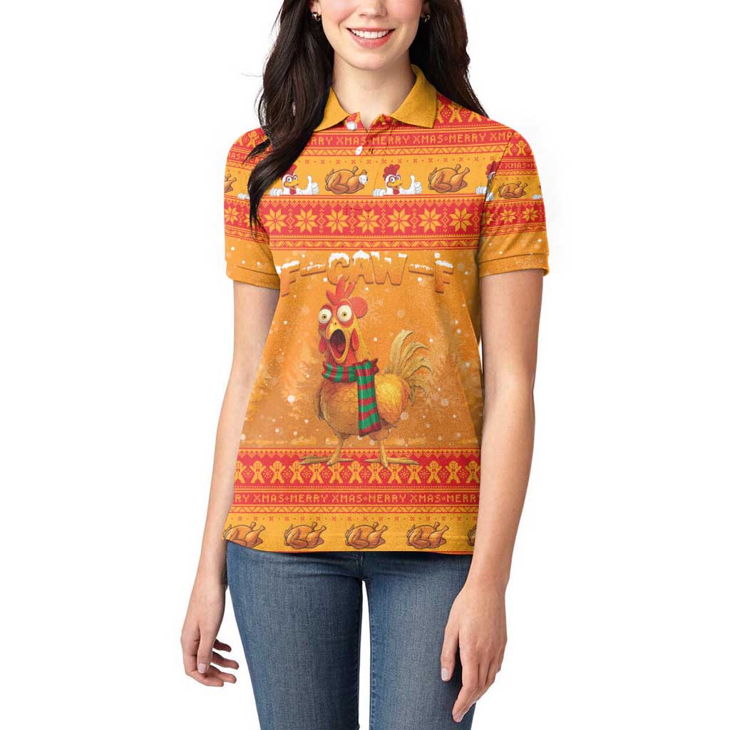 Funny Christmas F Caw F Chicken Women Polo Shirt Merry Craw Mas - Wonder Print Shop