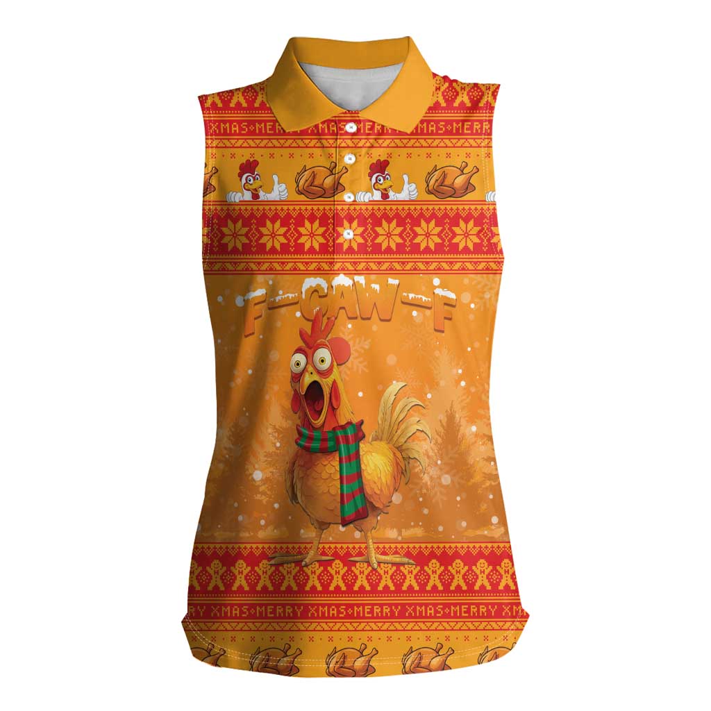Funny Christmas F Caw F Chicken Women Sleeveless Polo Shirt Merry Craw Mas - Wonder Print Shop