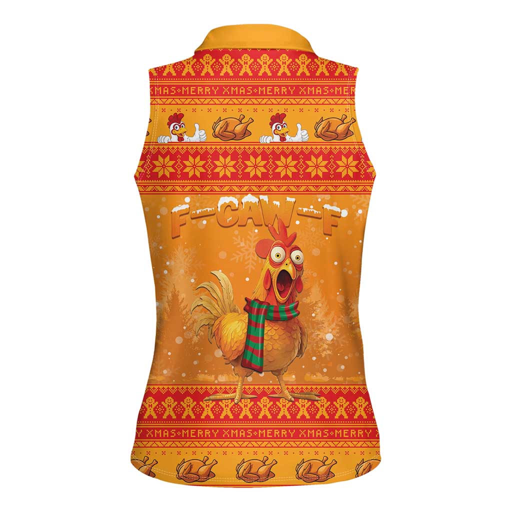 Funny Christmas F Caw F Chicken Women Sleeveless Polo Shirt Merry Craw Mas - Wonder Print Shop