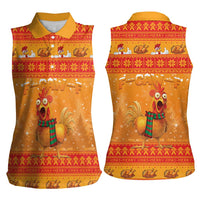 Funny Christmas F Caw F Chicken Women Sleeveless Polo Shirt Merry Craw Mas - Wonder Print Shop