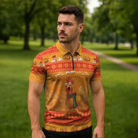 Funny Christmas F Caw F Chicken Zipper Polo Shirt Merry Craw Mas - Wonder Print Shop