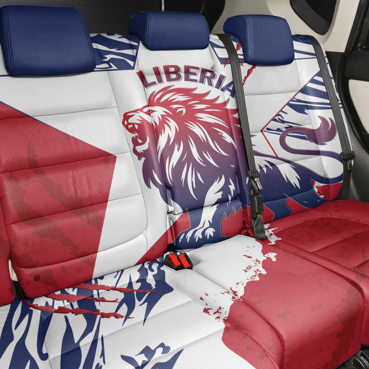 Liberia Lion Back Car Seat Cover Grunge Style - Wonder Print Shop
