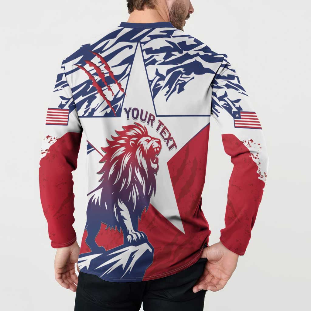 Personalised Liberia Lion Button Sweatshirt Grunge Style - Wonder Print Shop