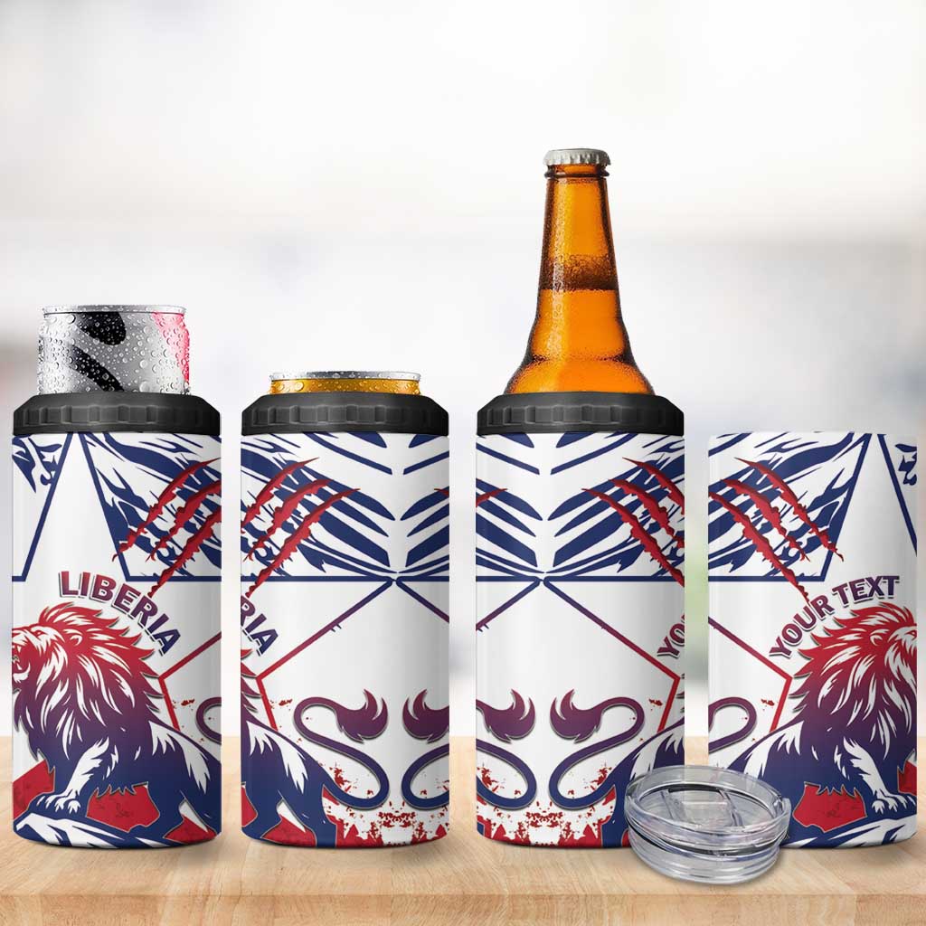 Personalised Liberia Lion 4 in 1 Can Cooler Tumbler Grunge Style - Wonder Print Shop