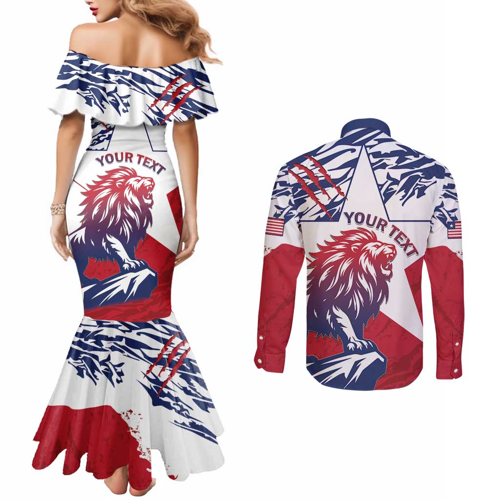 Personalised Liberia Lion Couples Matching Mermaid Dress and Long Sleeve Button Shirt Grunge Style