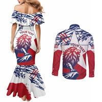 Personalised Liberia Lion Couples Matching Mermaid Dress and Long Sleeve Button Shirt Grunge Style