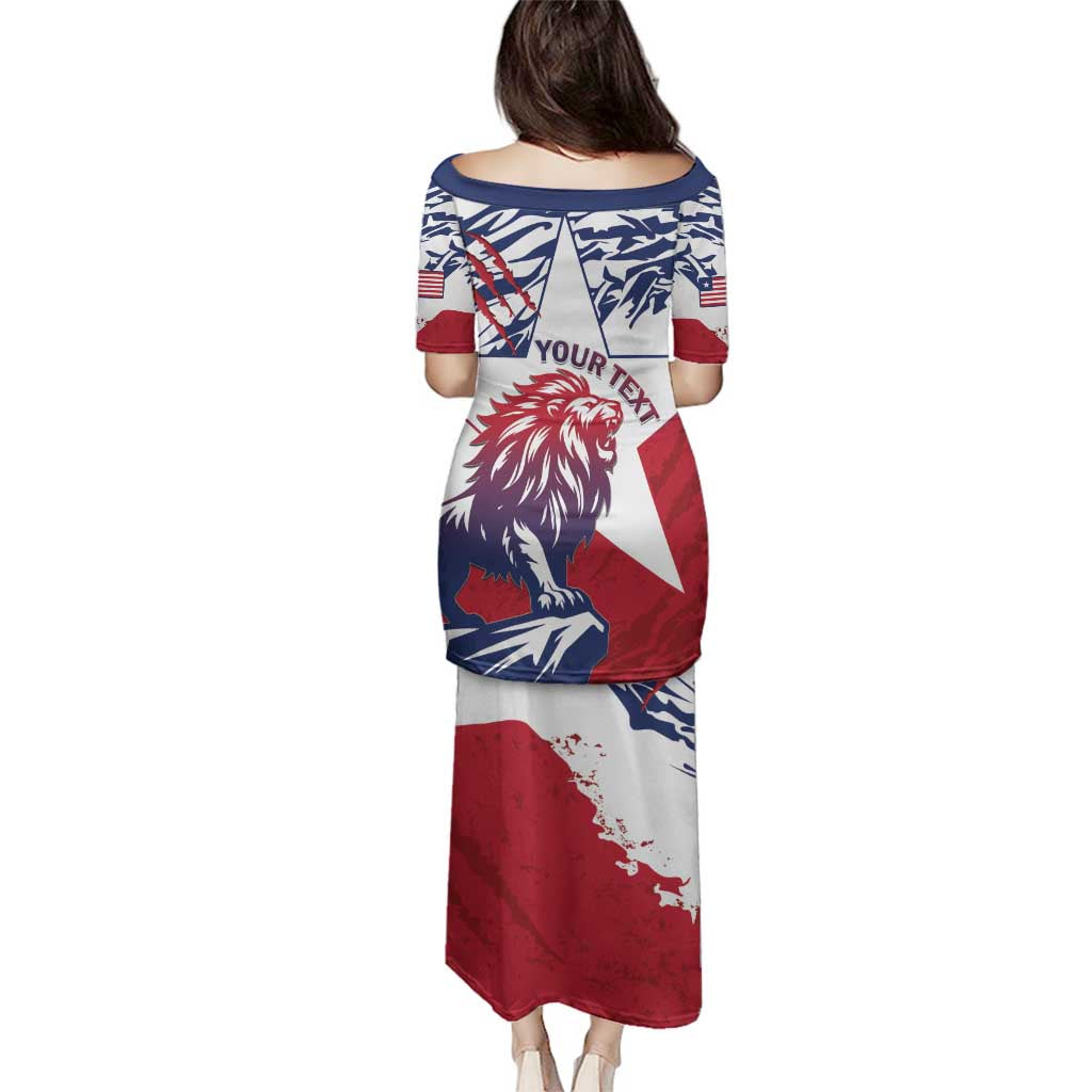 Personalised Liberia Lion Family Matching Puletasi and Hawaiian Shirt Grunge Style - Wonder Print Shop