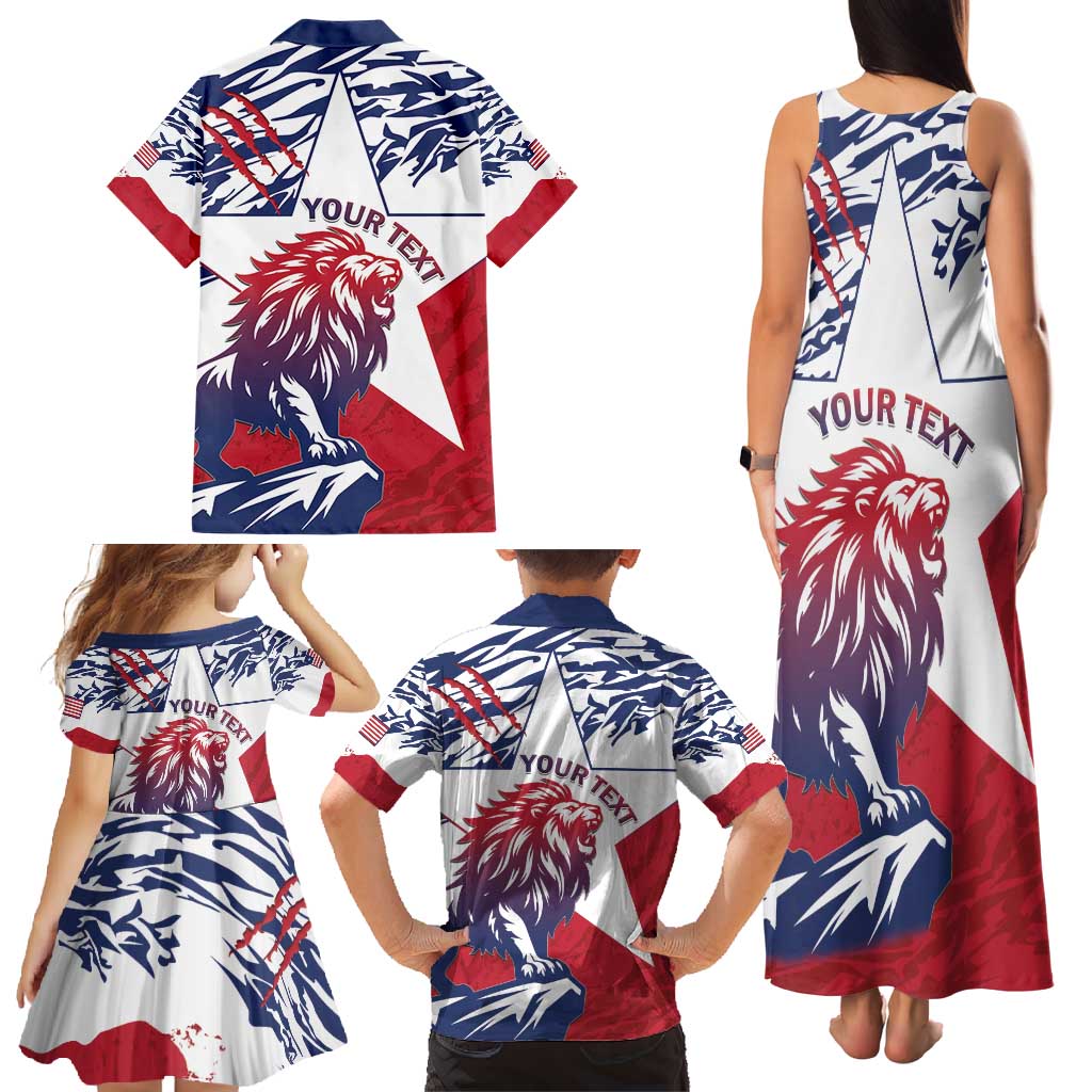 Personalised Liberia Lion Family Matching Tank Maxi Dress and Hawaiian Shirt Grunge Style - Wonder Print Shop