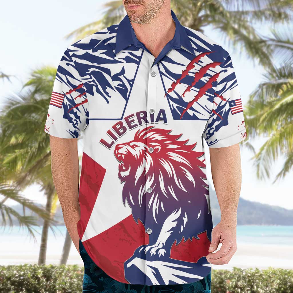 Personalised Liberia Lion Hawaiian Shirt Grunge Style - Wonder Print Shop