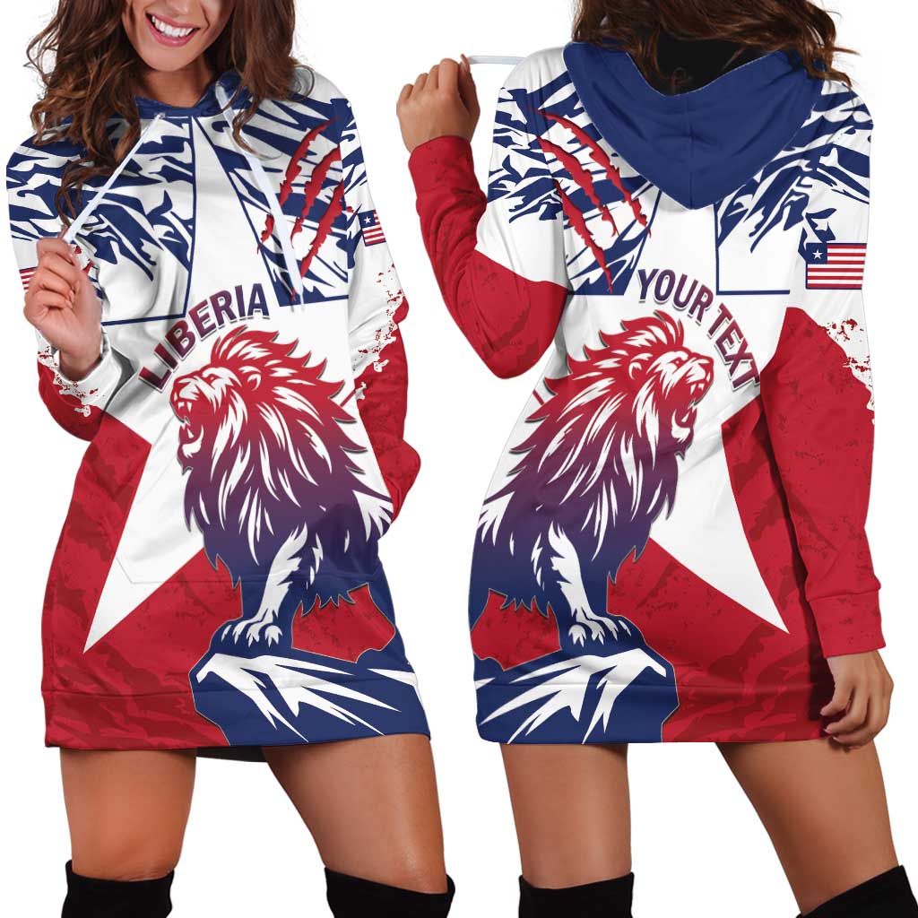 Personalised Liberia Lion Hoodie Dress Grunge Style - Wonder Print Shop