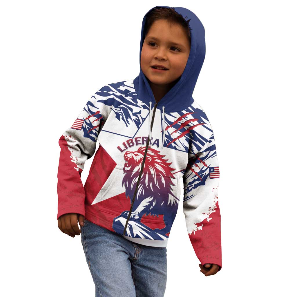 Personalised Liberia Lion Kid Hoodie Grunge Style - Wonder Print Shop