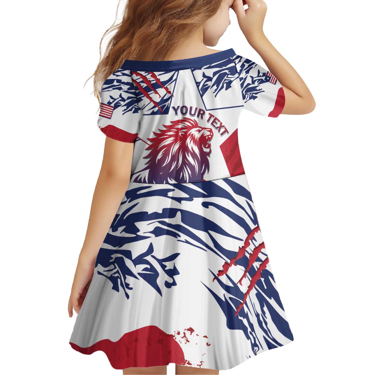 Personalised Liberia Lion Kid Short Sleeve Dress Grunge Style - Wonder Print Shop