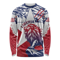 Personalised Liberia Lion Long Sleeve Shirt Grunge Style - Wonder Print Shop