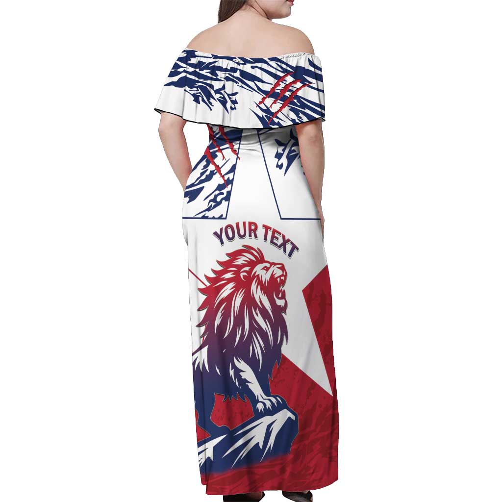 Personalised Liberia Lion Off Shoulder Maxi Dress Grunge Style - Wonder Print Shop