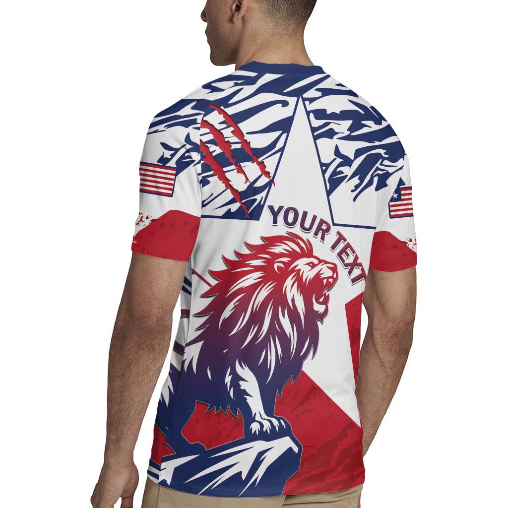 Personalised Liberia Lion Rugby Jersey Grunge Style - Wonder Print Shop