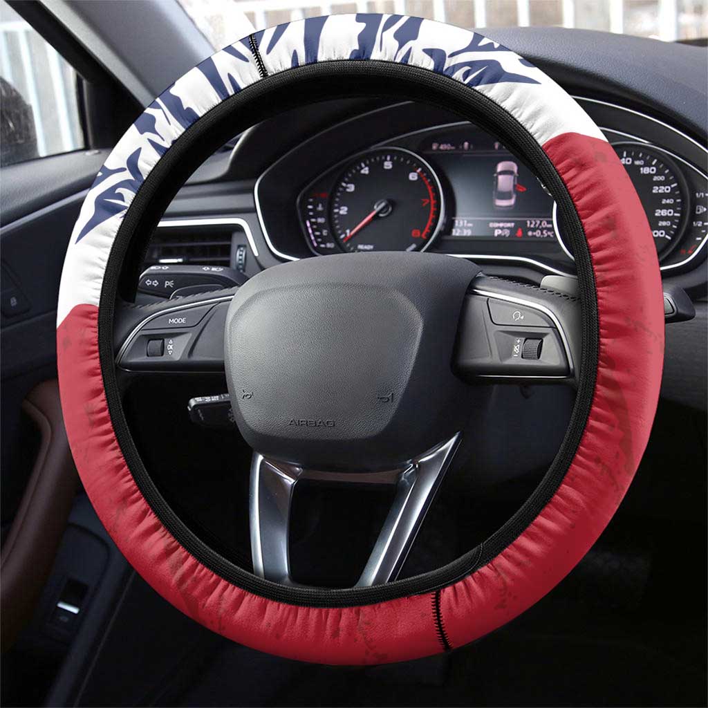 Liberia Lion Steering Wheel Cover Grunge Style - Wonder Print Shop