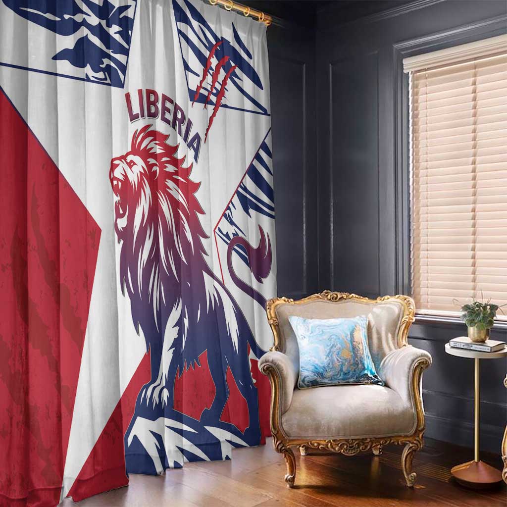 Liberia Lion Window Curtain Grunge Style - Wonder Print Shop
